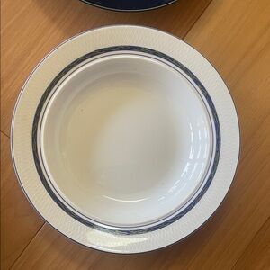 Dansk White and Navy Dinner Bowl